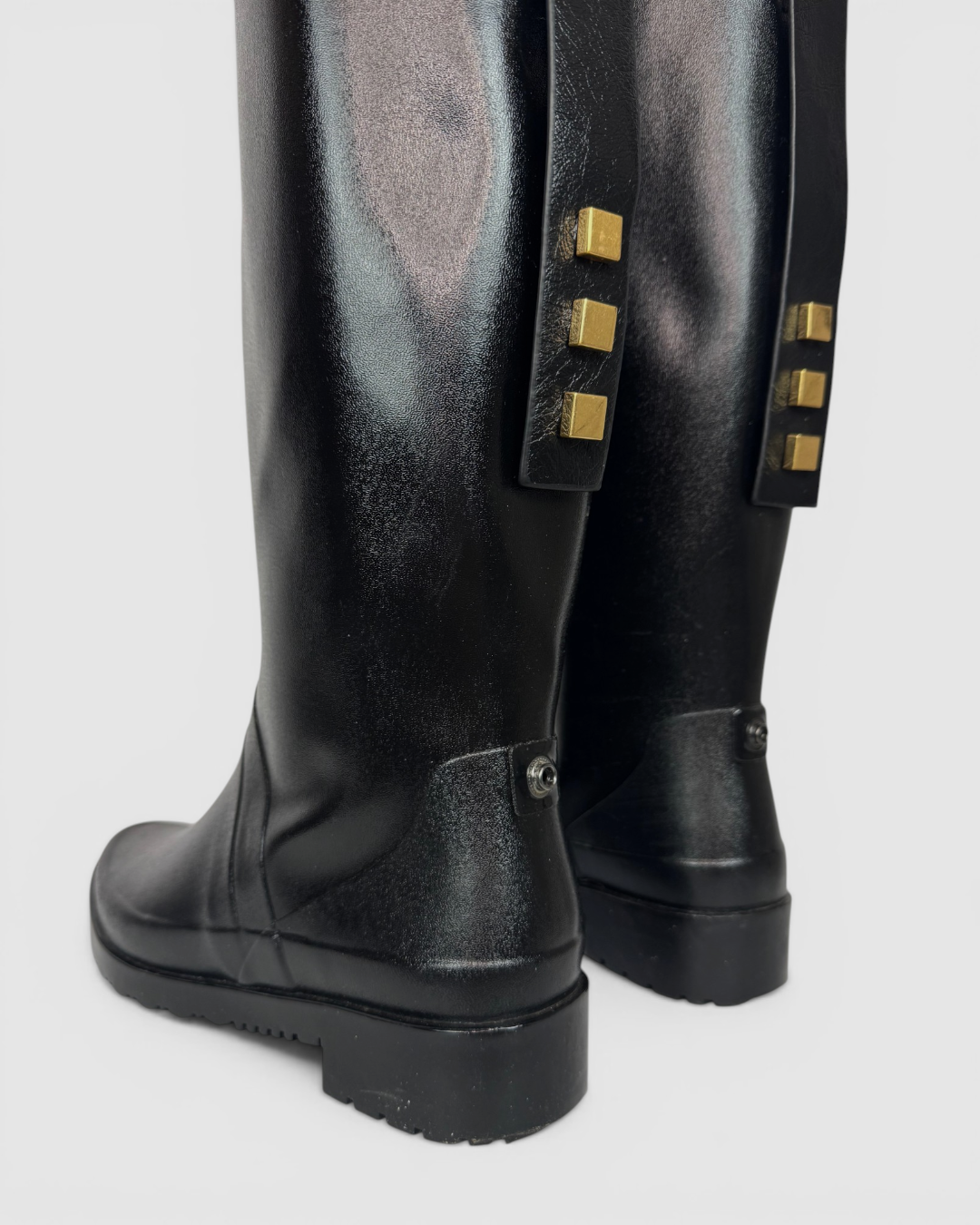Stuart Weitzman Black "Ottawa" Knee-Length Rain Boots