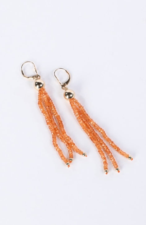 14K Garnet Tassel Drop Earrings