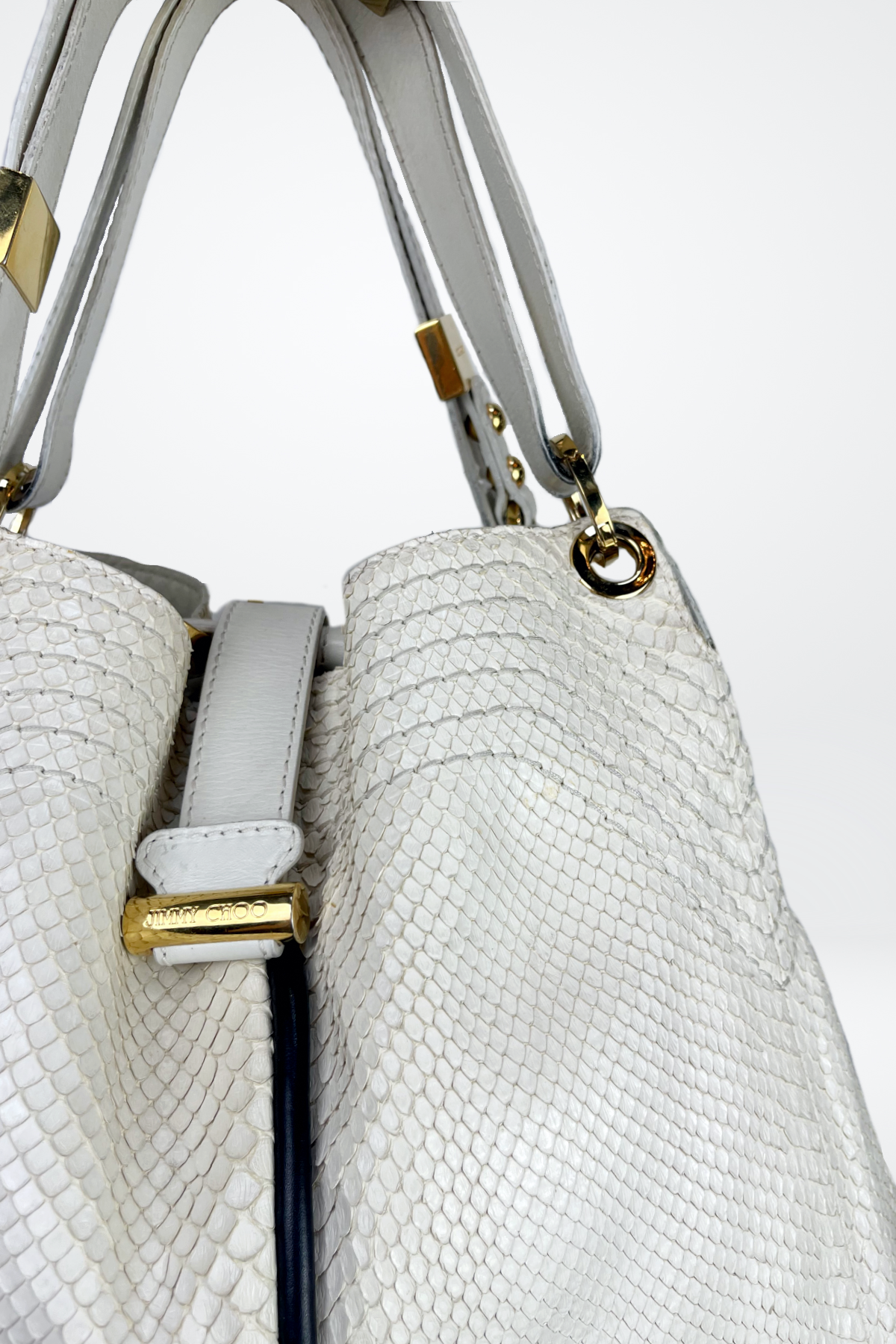Jimmy Choo Python Leather Trimmed Tote