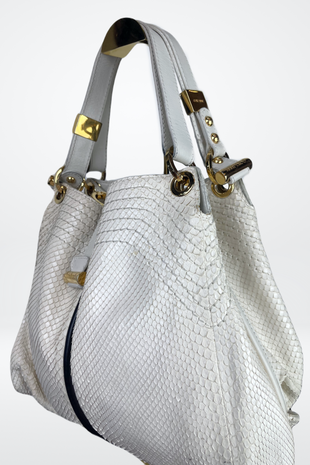 Jimmy Choo Python Leather Trimmed Tote