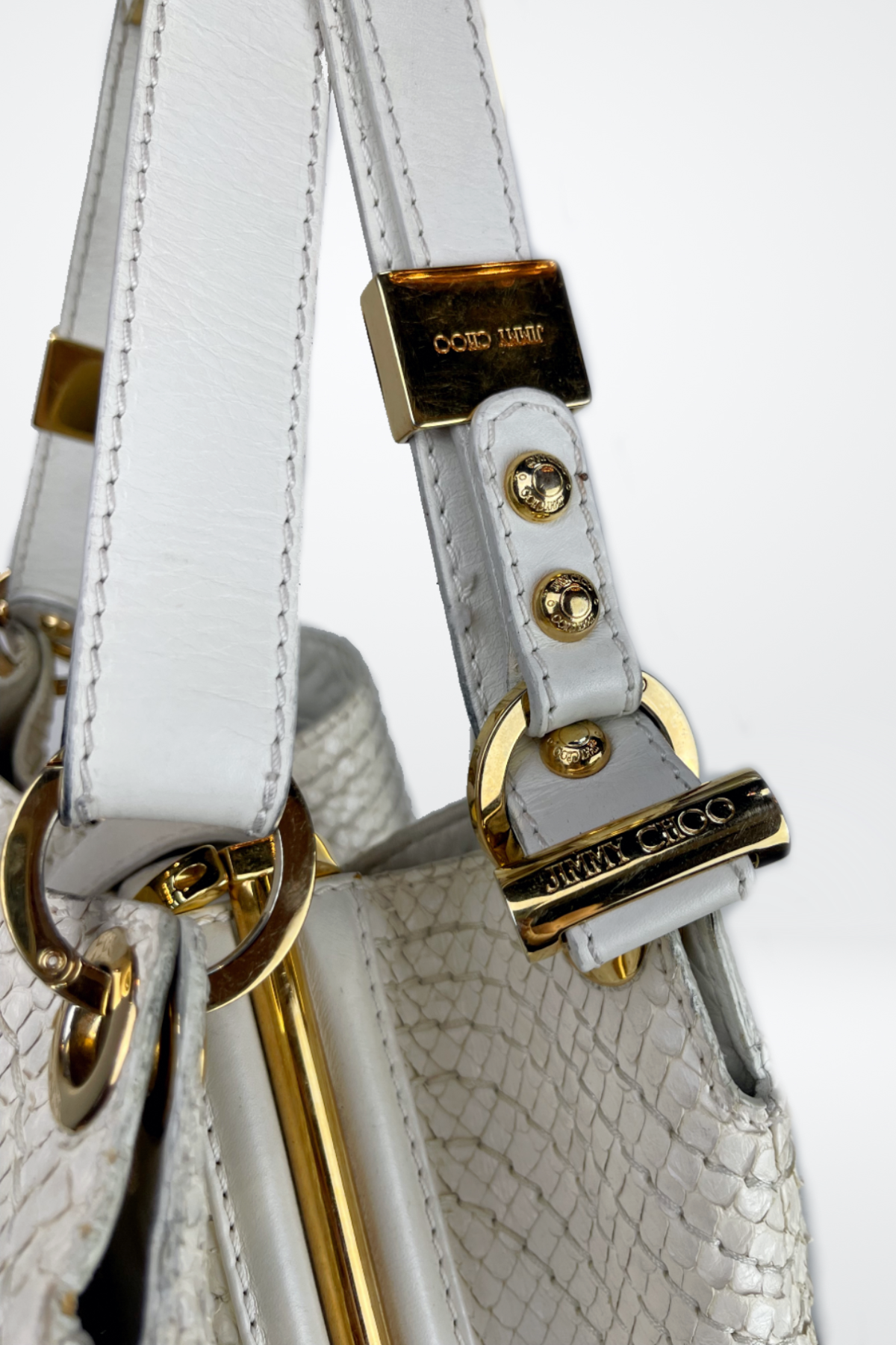 Jimmy Choo Python Leather Trimmed Tote
