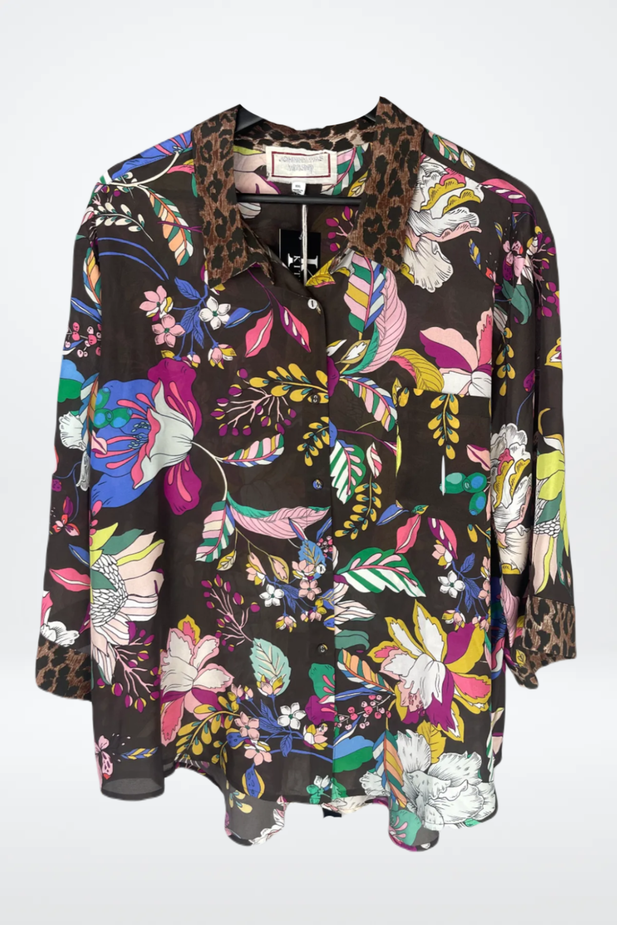 Johnny Was Floral Collared Three-Quarter Sleeve Blouse NWT