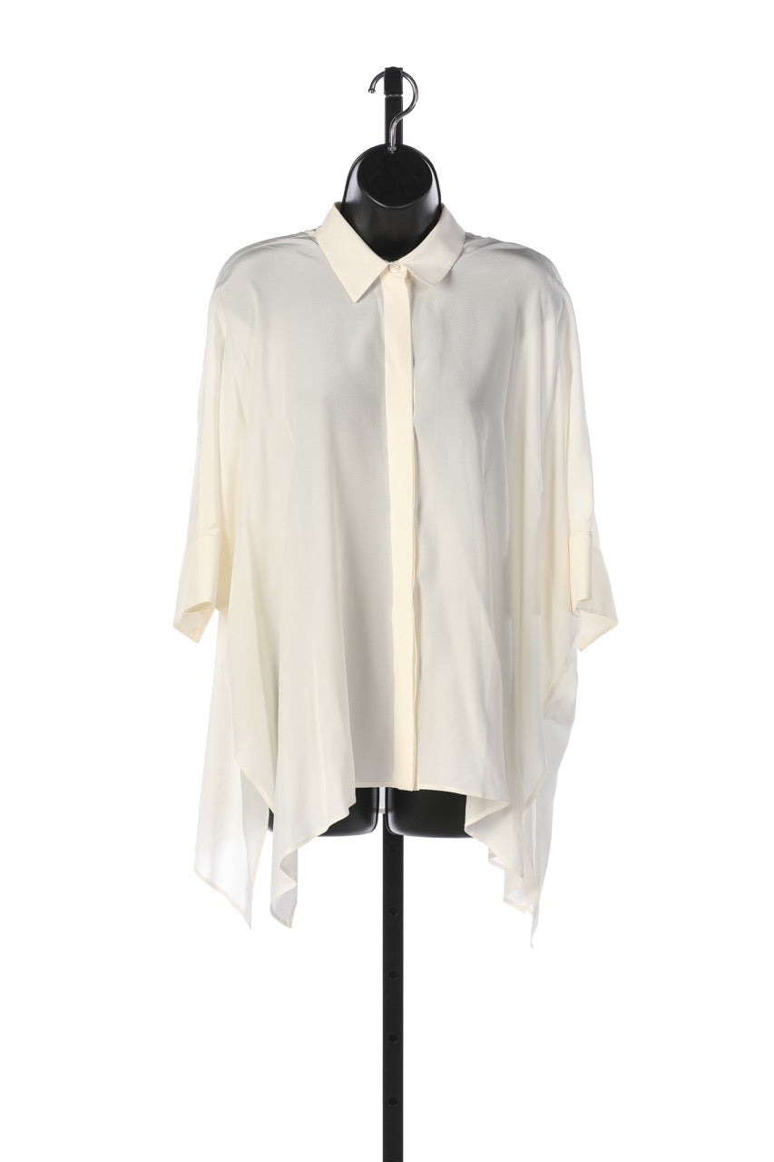 Gucci Silk Wide Button Down Collared Blouse w/ 3/4 Sleeves
