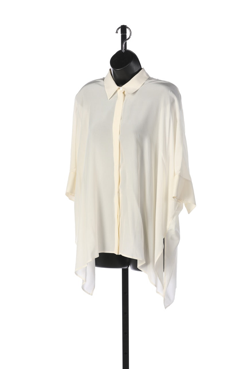 Gucci Silk Wide Button Down Collared Blouse w/ 3/4 Sleeves