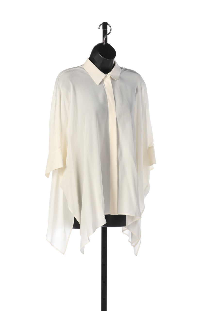 Gucci Silk Wide Button Down Collared Blouse w/ 3/4 Sleeves