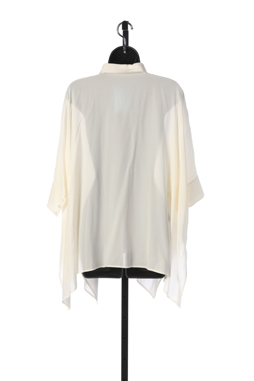 Gucci Silk Wide Button Down Collared Blouse w/ 3/4 Sleeves