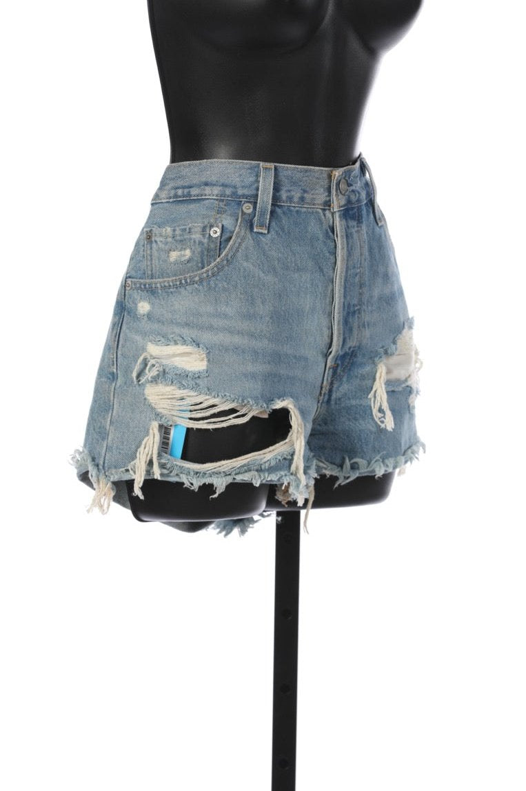 Levi's Denim Light Wash "501" Button Fly Distressed Jean Shorts