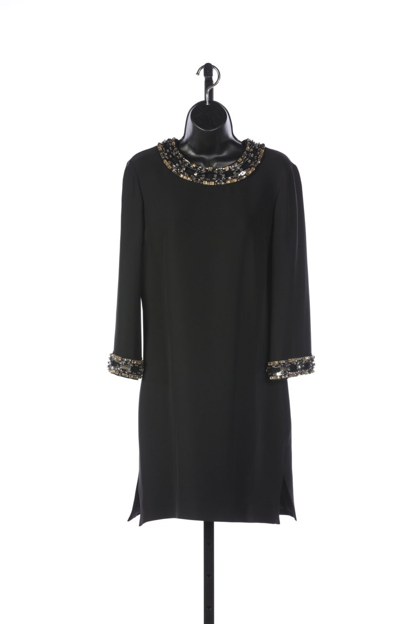 Gucci Long Sleeve Black Mini Dress with Rhinestone Chainlink Detail on Kit's Boutique Gucci Long Sleeve Black Mini Dress with Rhinestone Chainlink Detail on Kit's Boutique
