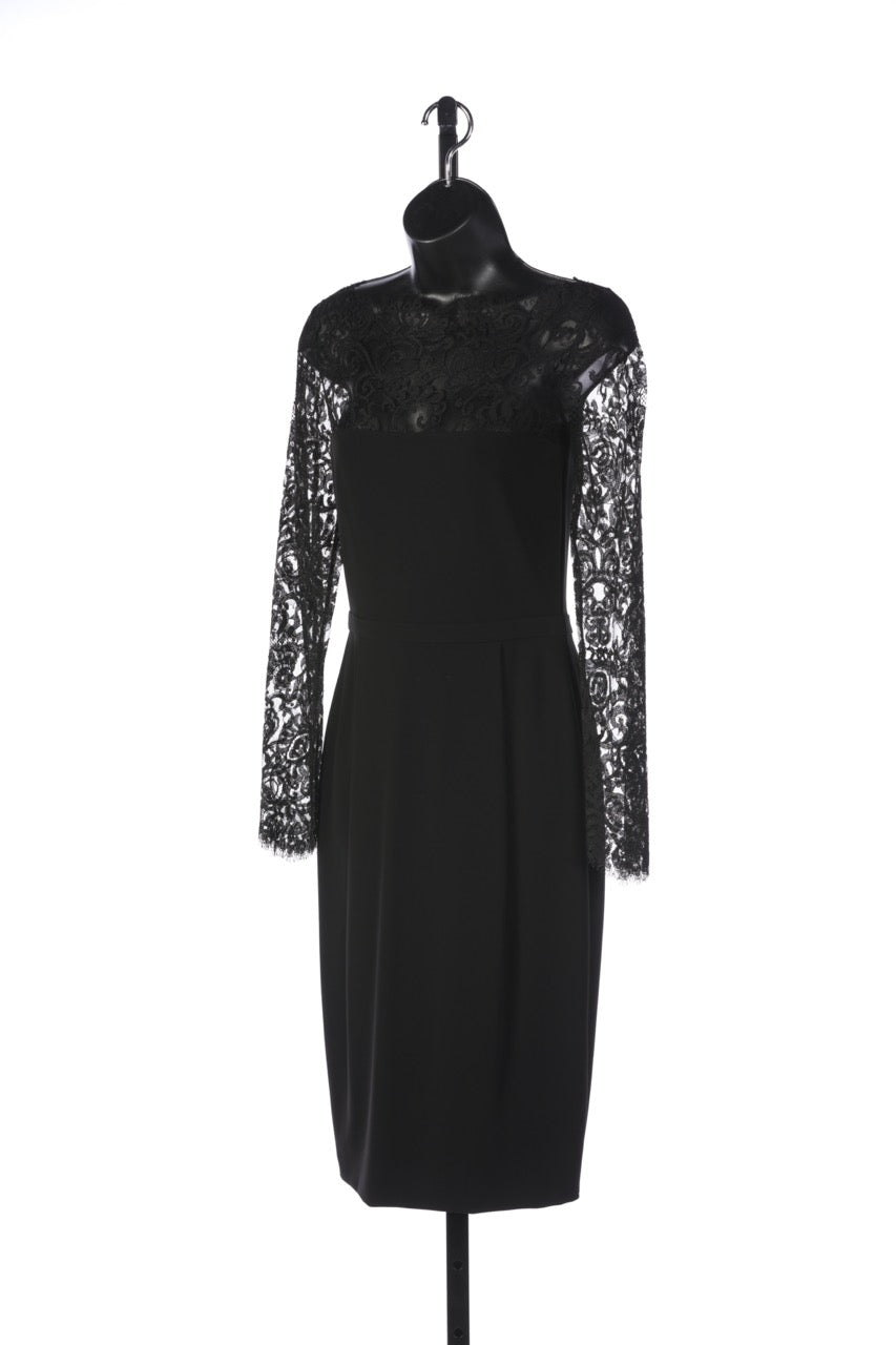 Gucci Black Knee-Length Dress w/ Long Sleeve Lace Top NWT