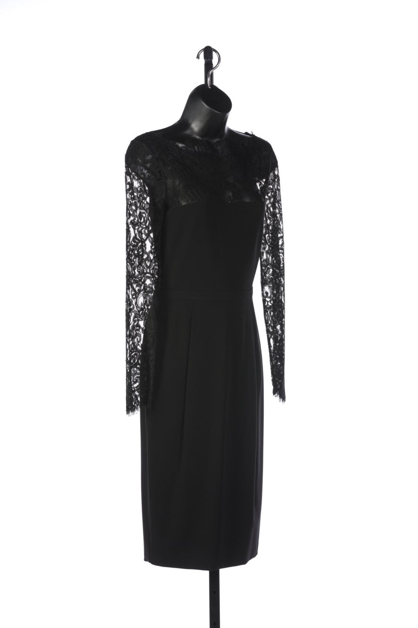 Gucci Black Knee-Length Dress w/ Long Sleeve Lace Top NWT