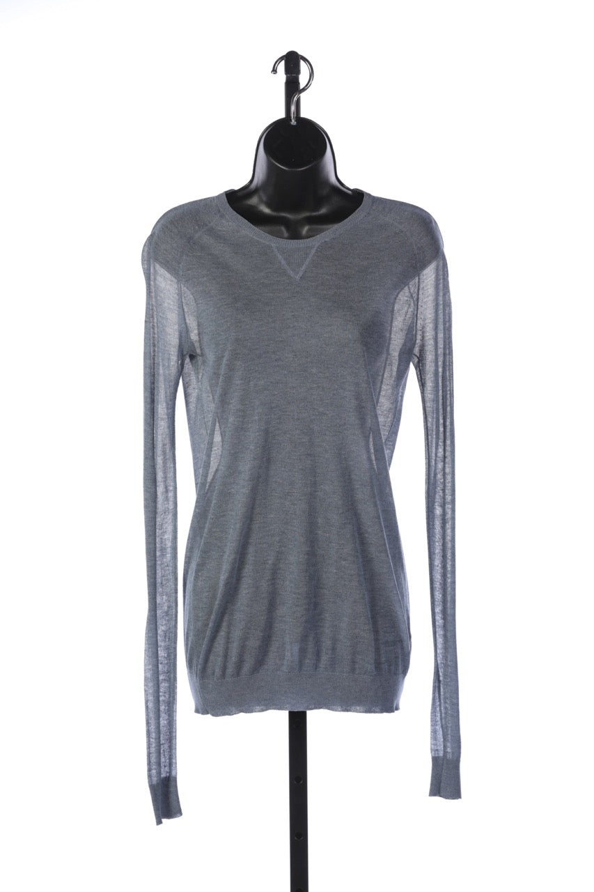 Burberry Blue/Grey Long Sleeve Crewneck Lightweight Top