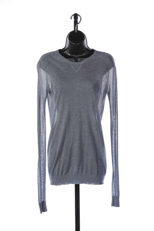 Burberry Blue/Grey Long Sleeve Crewneck Lightweight Top
