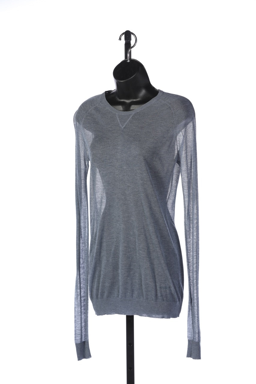 Burberry Blue/Grey Long Sleeve Crewneck Lightweight Top