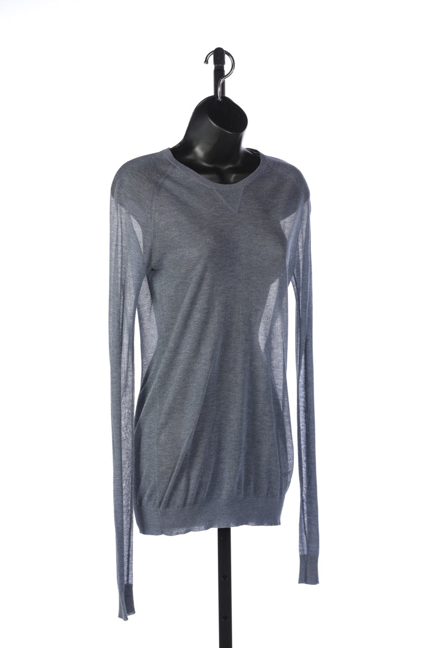 Burberry Blue/Grey Long Sleeve Crewneck Lightweight Top