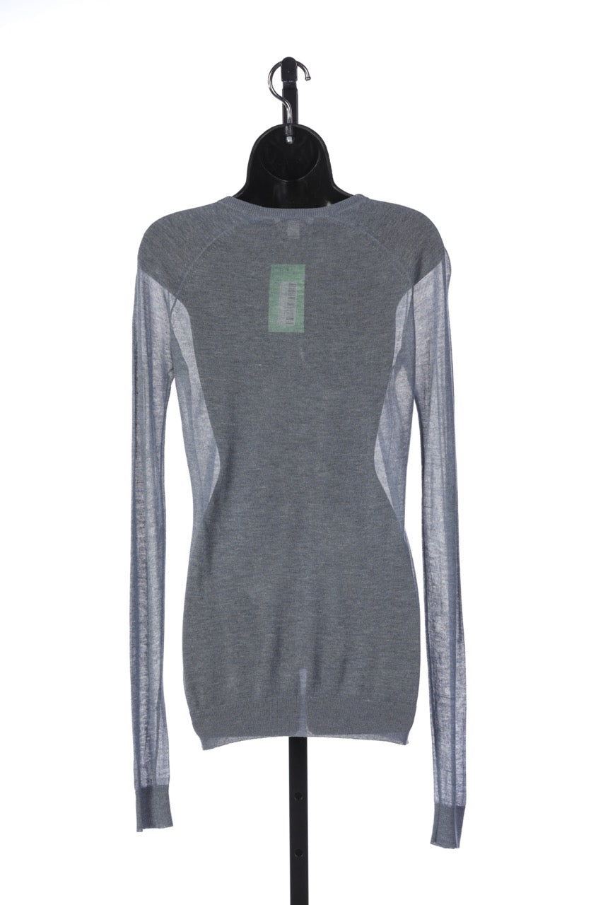 Burberry Blue/Grey Long Sleeve Crewneck Lightweight Top