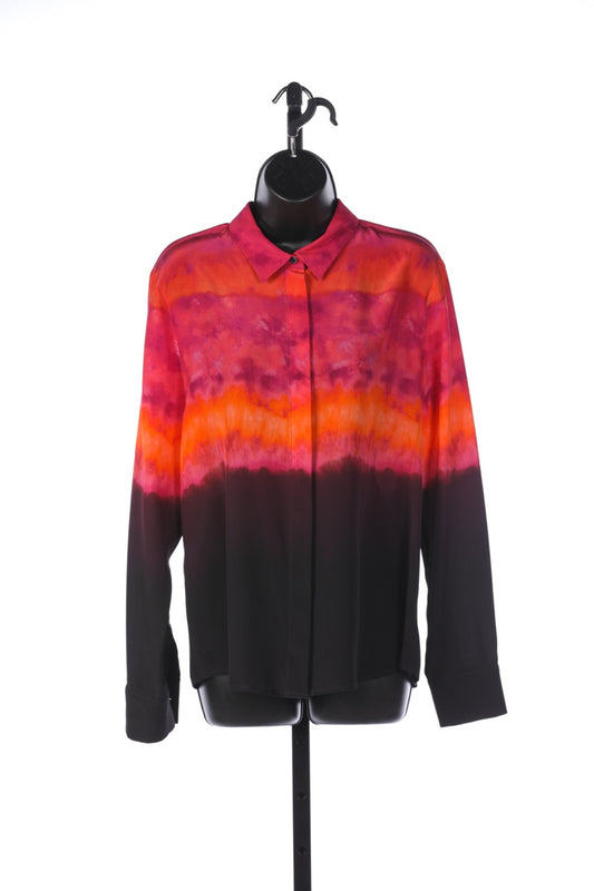 Altuzarra Silk Pink, Orange, & Purple Sunset Long-sleeve Button Down Blouse NWT