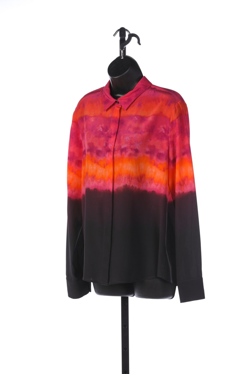 Altuzarra Silk Pink, Orange, & Purple Sunset Long-sleeve Button Down Blouse NWT