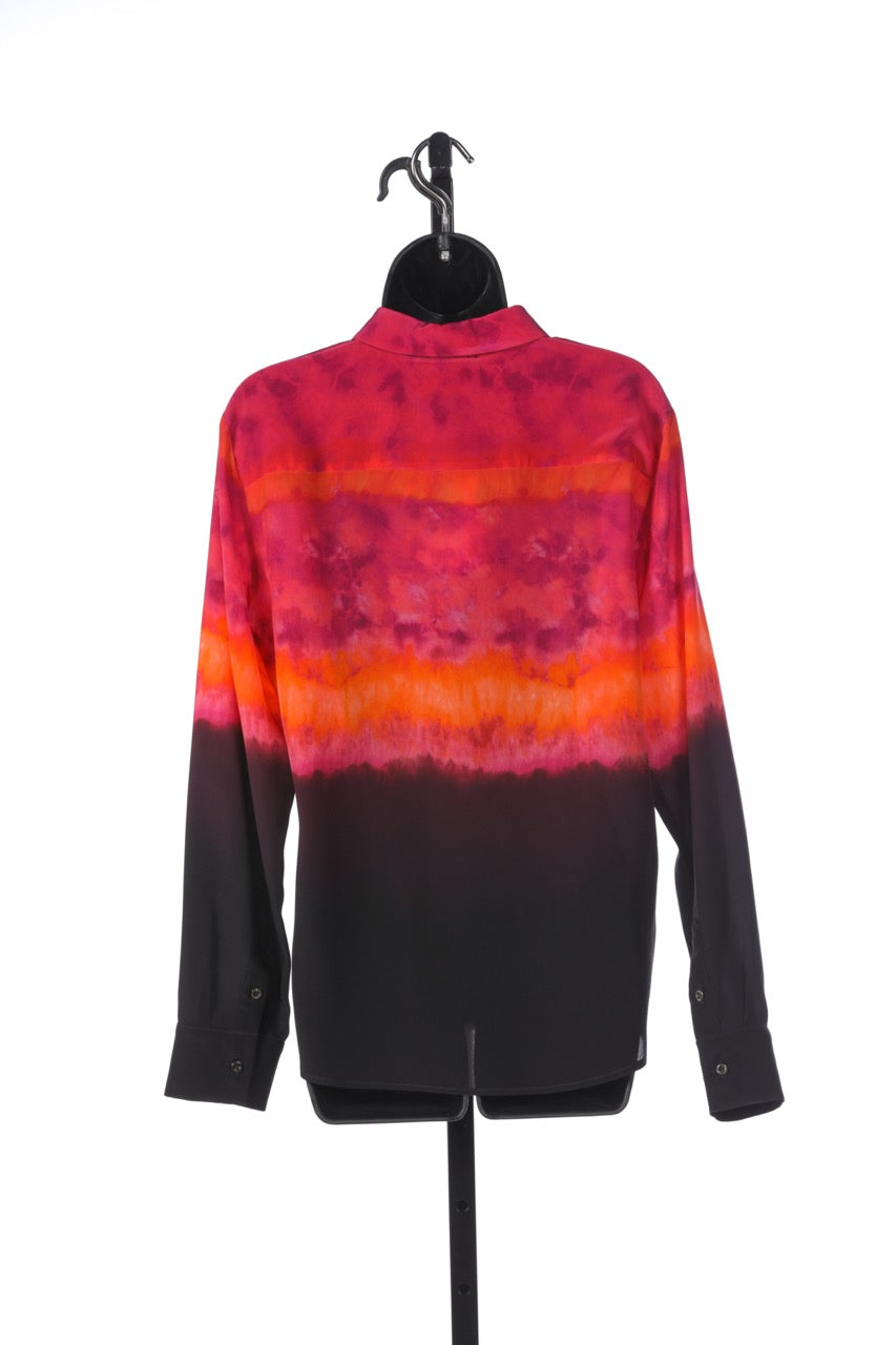 Altuzarra Silk Pink, Orange, & Purple Sunset Long-sleeve Button Down Blouse NWT