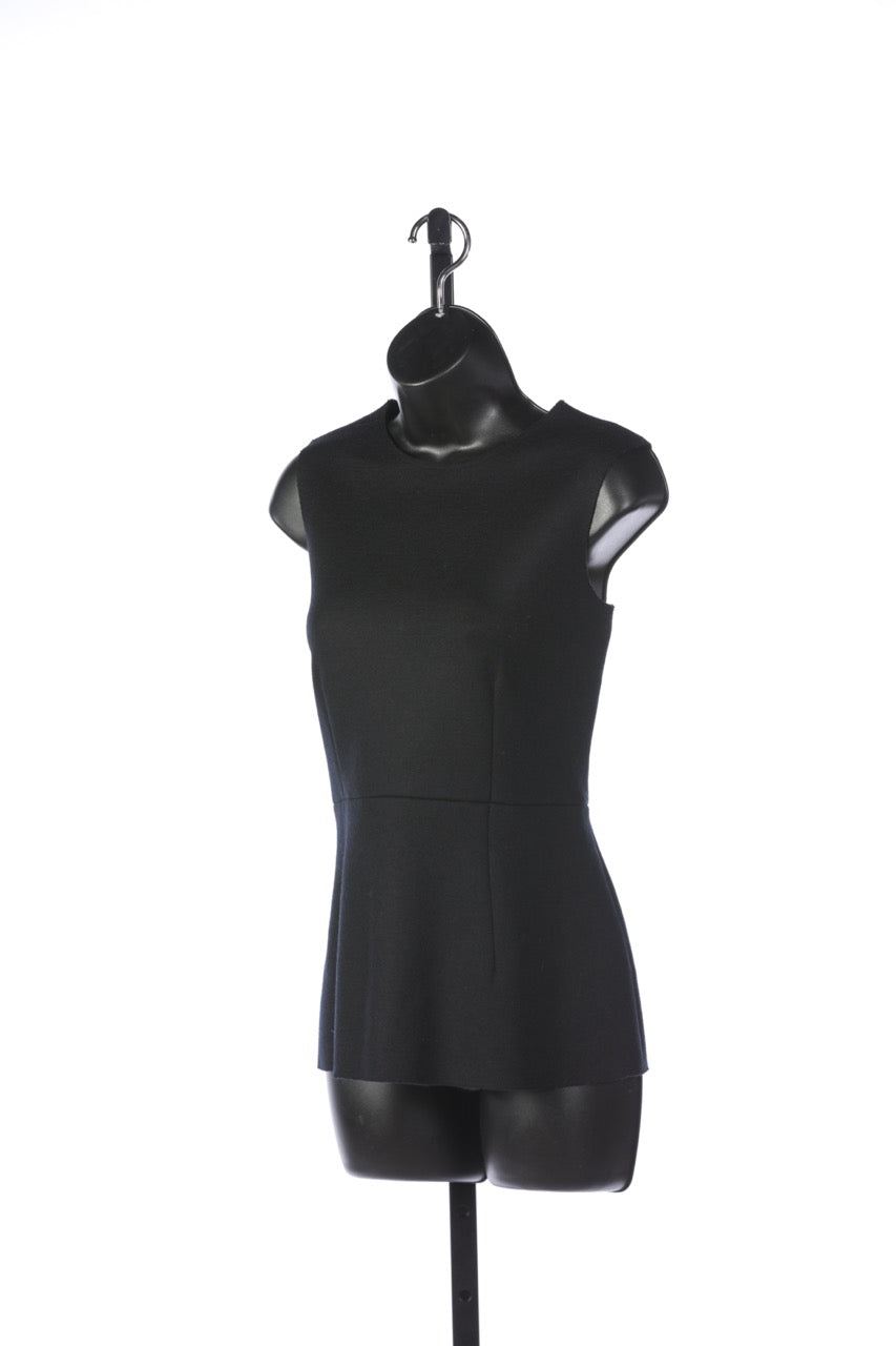 The Row Wool Black Sleeveless Peplum Tank