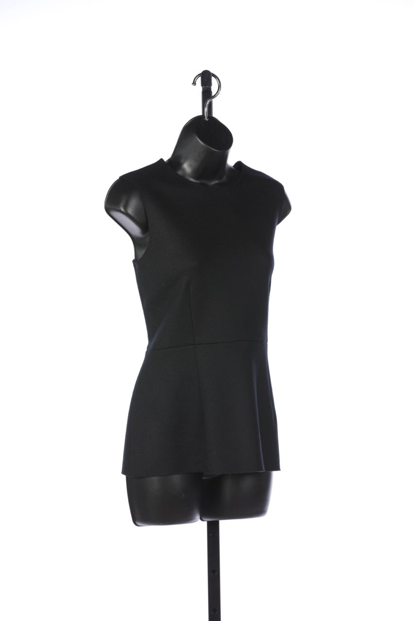 The Row Wool Black Sleeveless Peplum Tank