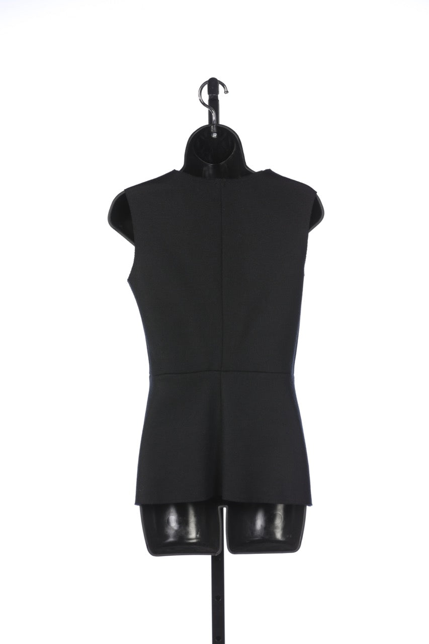 The Row Wool Black Sleeveless Peplum Tank