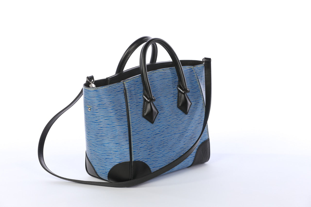 Louis Vuitton Blue Denim Colored Epi Leather "Phenix PM" Top Handle Bag
