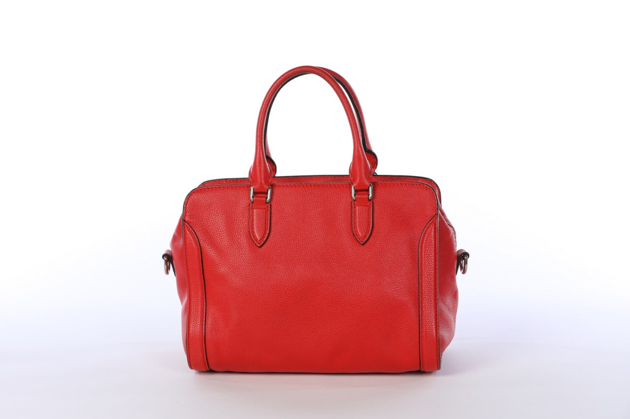 Alexander McQueen Leather Red Medium Padlock Satchel Bag with Skull Lock & Keys