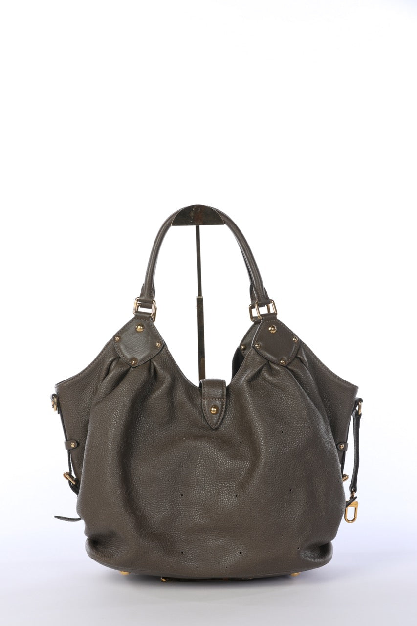 Louis Vuitton Grey Olive "Mahina" Shoulder Bag with Gold Hardware