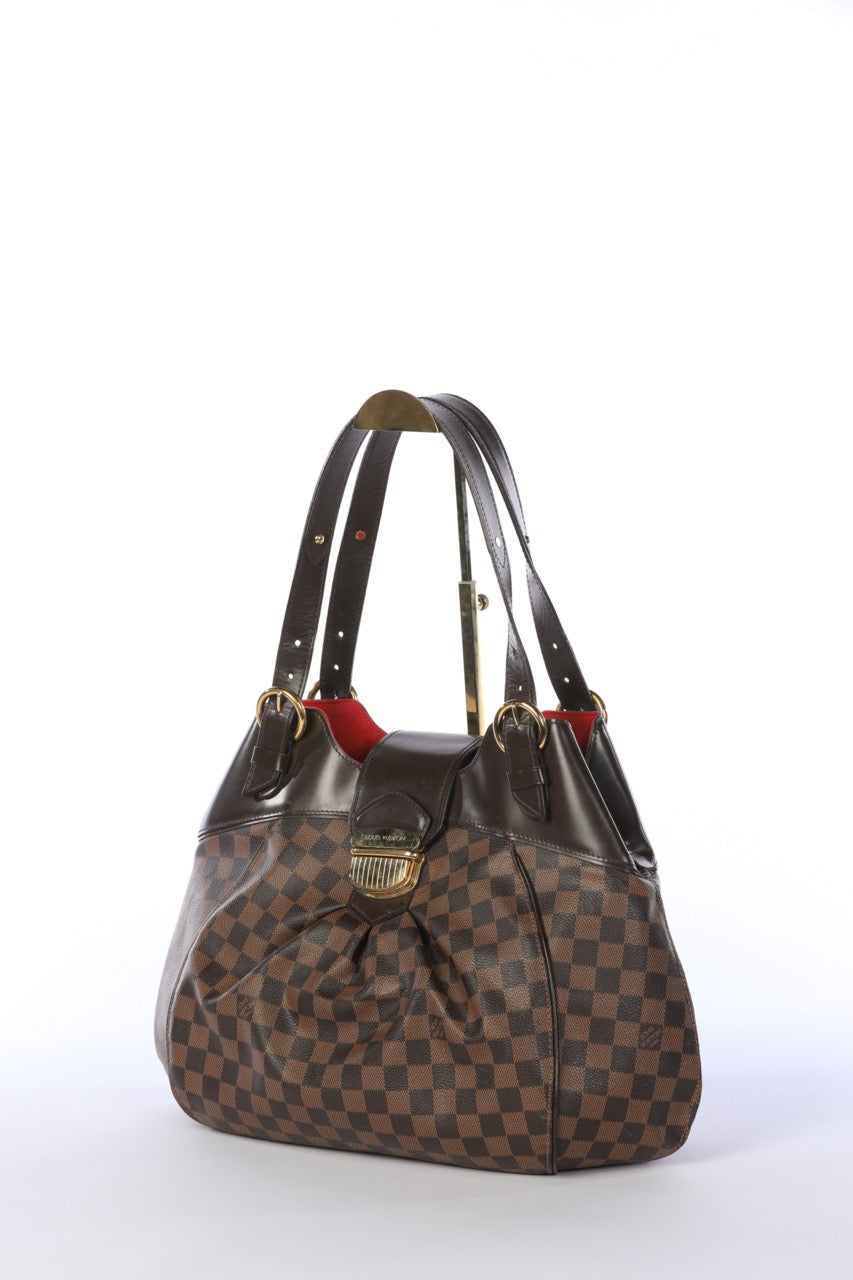 Louis Vuitton Brown Damier Ebene Sistina GM Handbag with Brass Buckle
