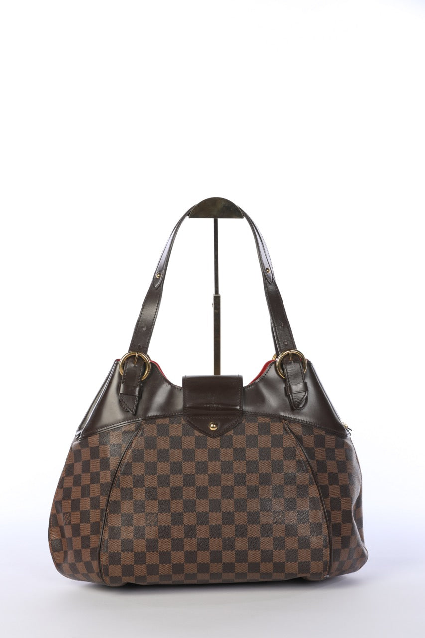 Louis Vuitton Brown Damier Ebene Sistina GM Handbag with Brass Buckle