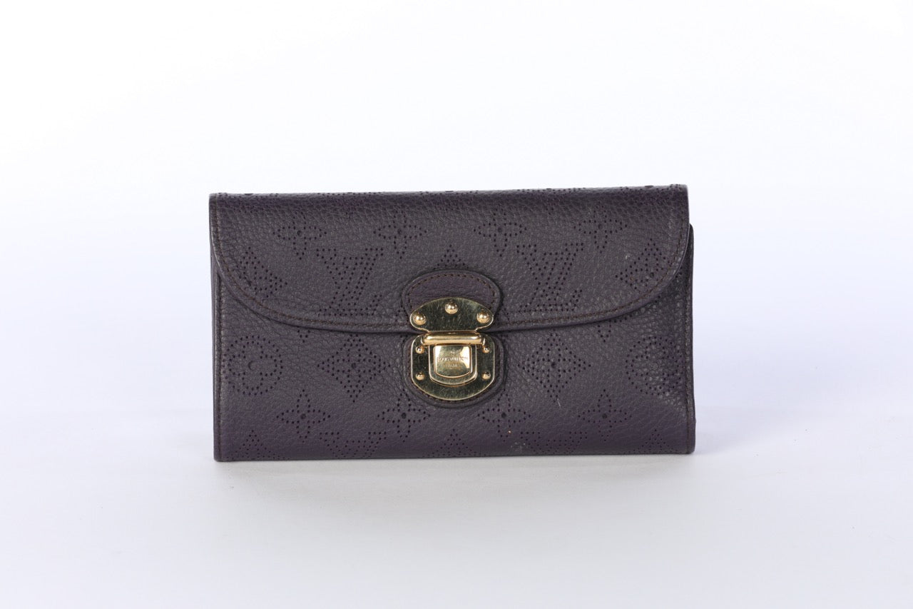 Louis Vuitton Deep Plum 'Louis Vuitton Monogram Mahina Portefeuille Amelia'