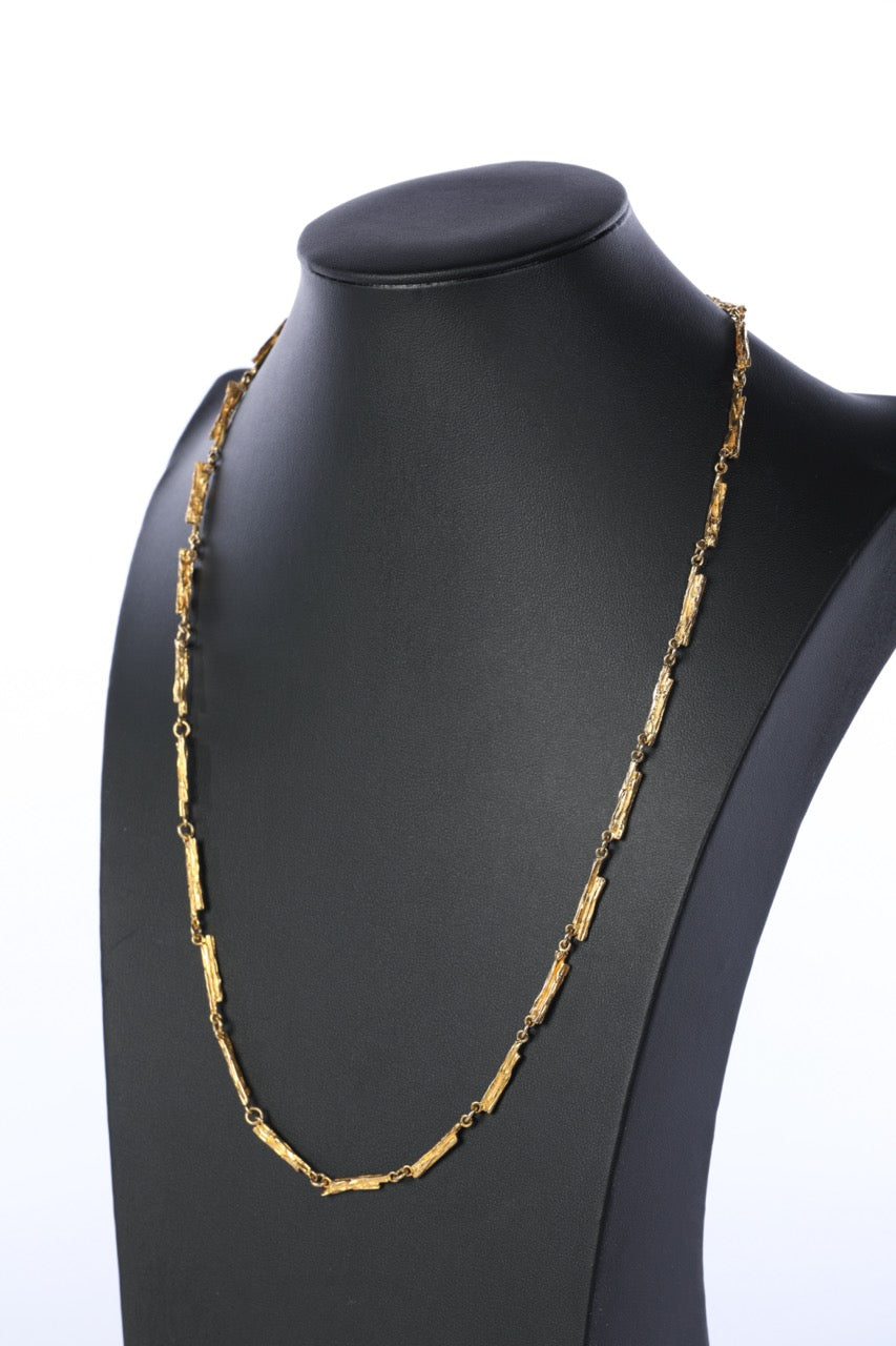 14k Yellow Gold Chain Necklace - Wood/Log/Textured Gold