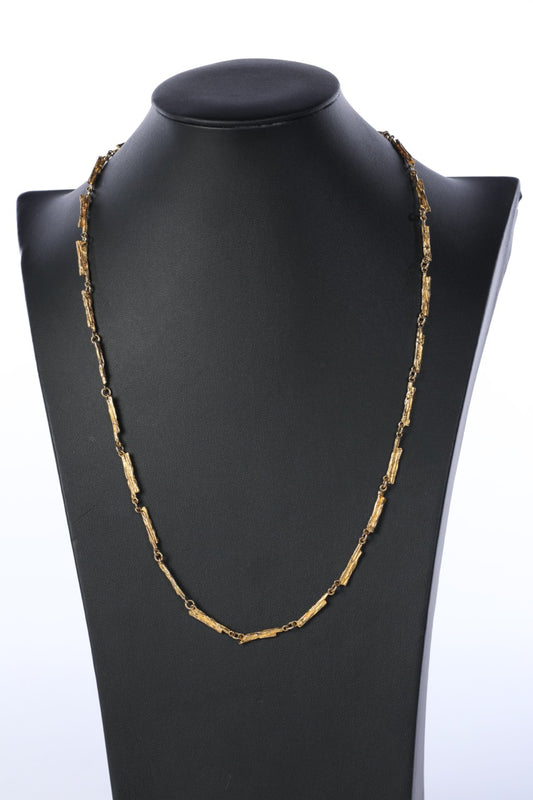 14k Yellow Gold Chain Necklace - Wood/Log/Textured Gold