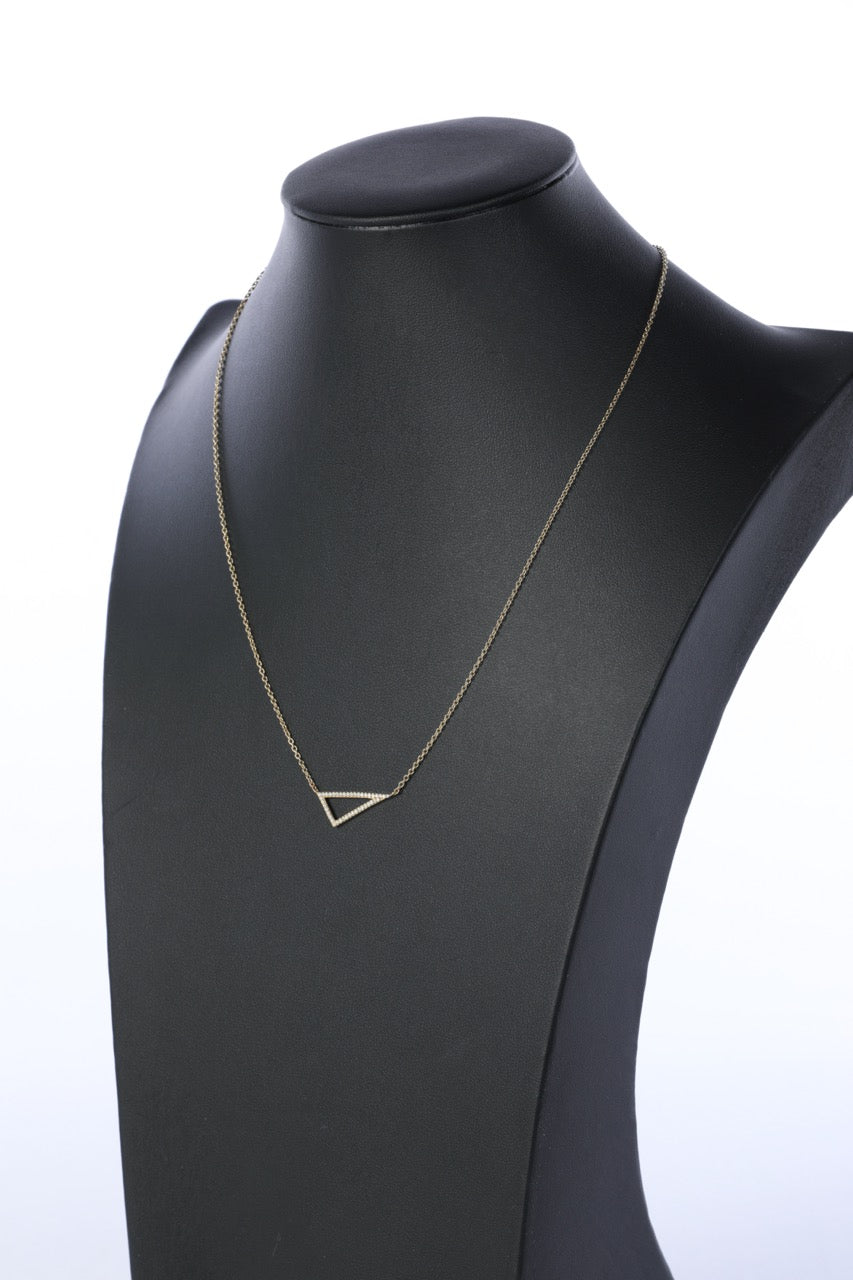 14k Yellow Gold Small Diamond Triangle Necklace