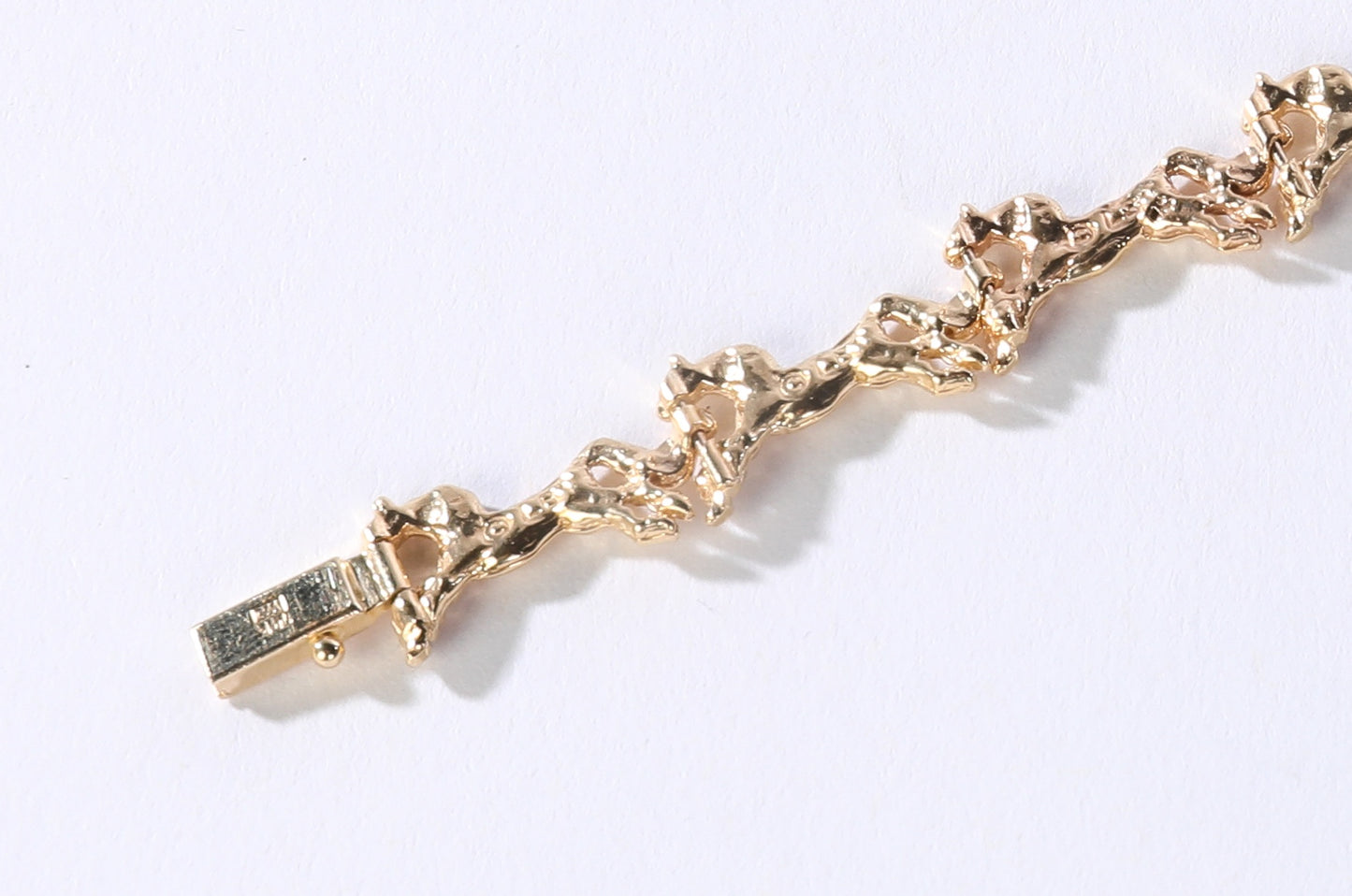 14k Yellow Gold Running Horse Link Bracelet - 17g