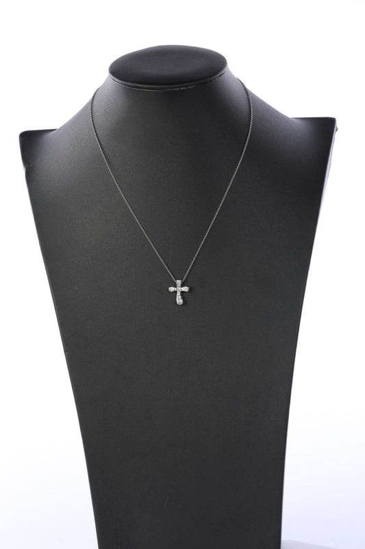 Tiffany & Co "Elsa Peretti" Platinum Diamond Cross Pendant Necklace .25CT