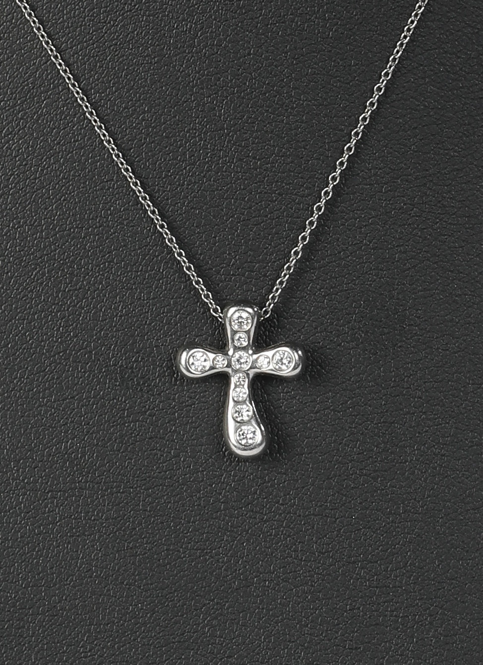 Tiffany & Co "Elsa Peretti" Platinum Diamond Cross Pendant Necklace .25CT