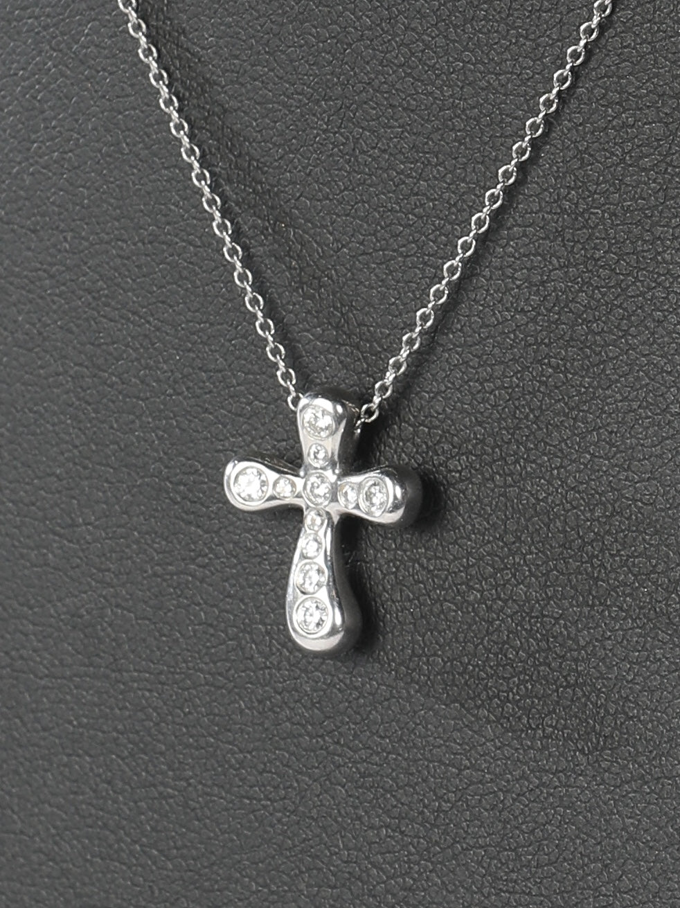 Tiffany & Co "Elsa Peretti" Platinum Diamond Cross Pendant Necklace .25CT