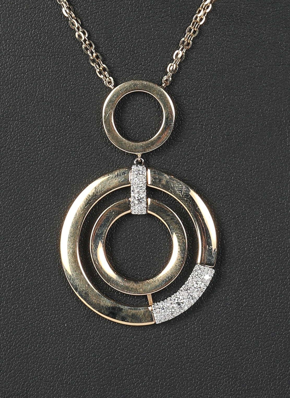 14K Yellow Gold & Rhodium-Plated 14k White Gold Circles with 0.29 Carats of Diamonds Lavalier Pendant Necklace
