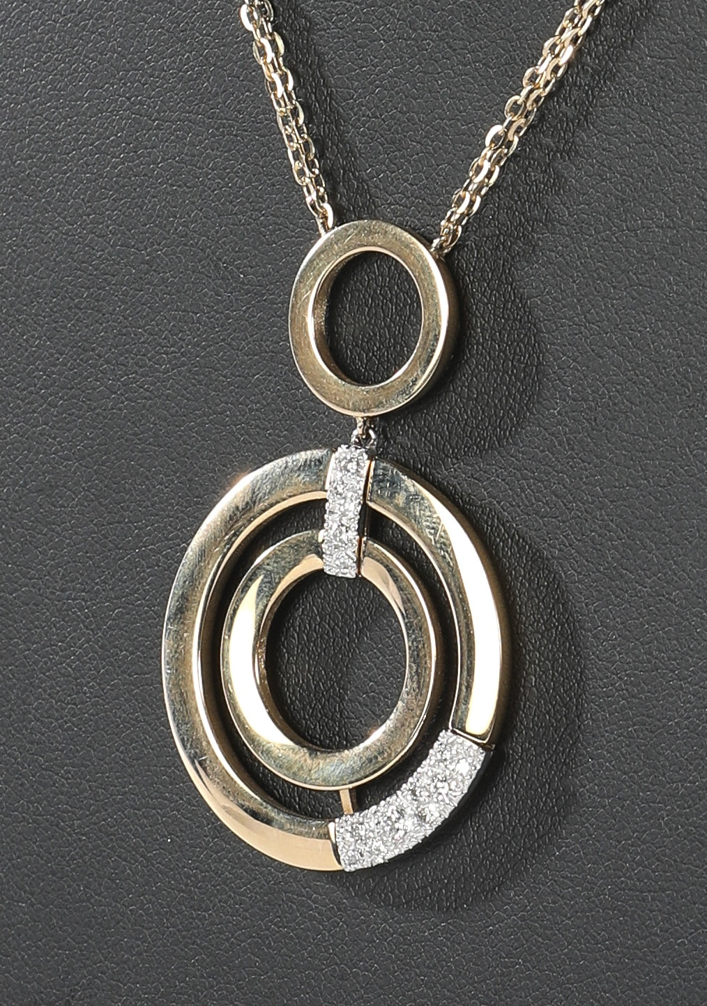 14K Yellow Gold & Rhodium-Plated 14k White Gold Circles with 0.29 Carats of Diamonds Lavalier Pendant Necklace