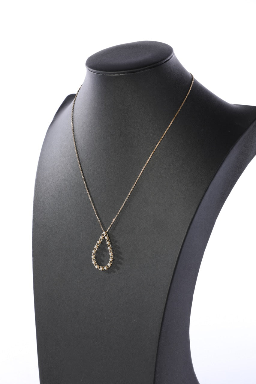 14k Yellow Gold Tear Drop 16 Diamond (.48 Carats) Pendant Necklace