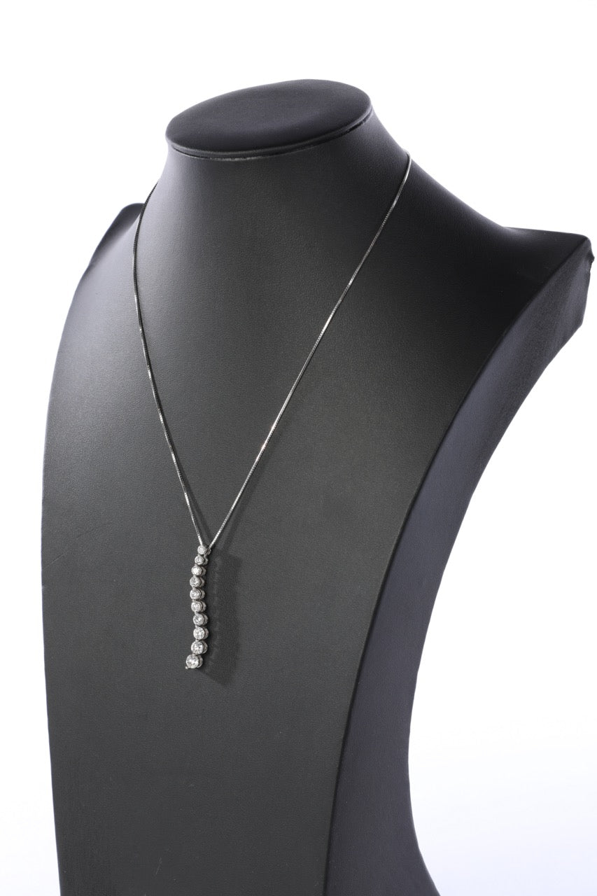 14k Rhodium-Plated 14k White Gold Tiered Diamond (2.39 Carat) Wave Necklace