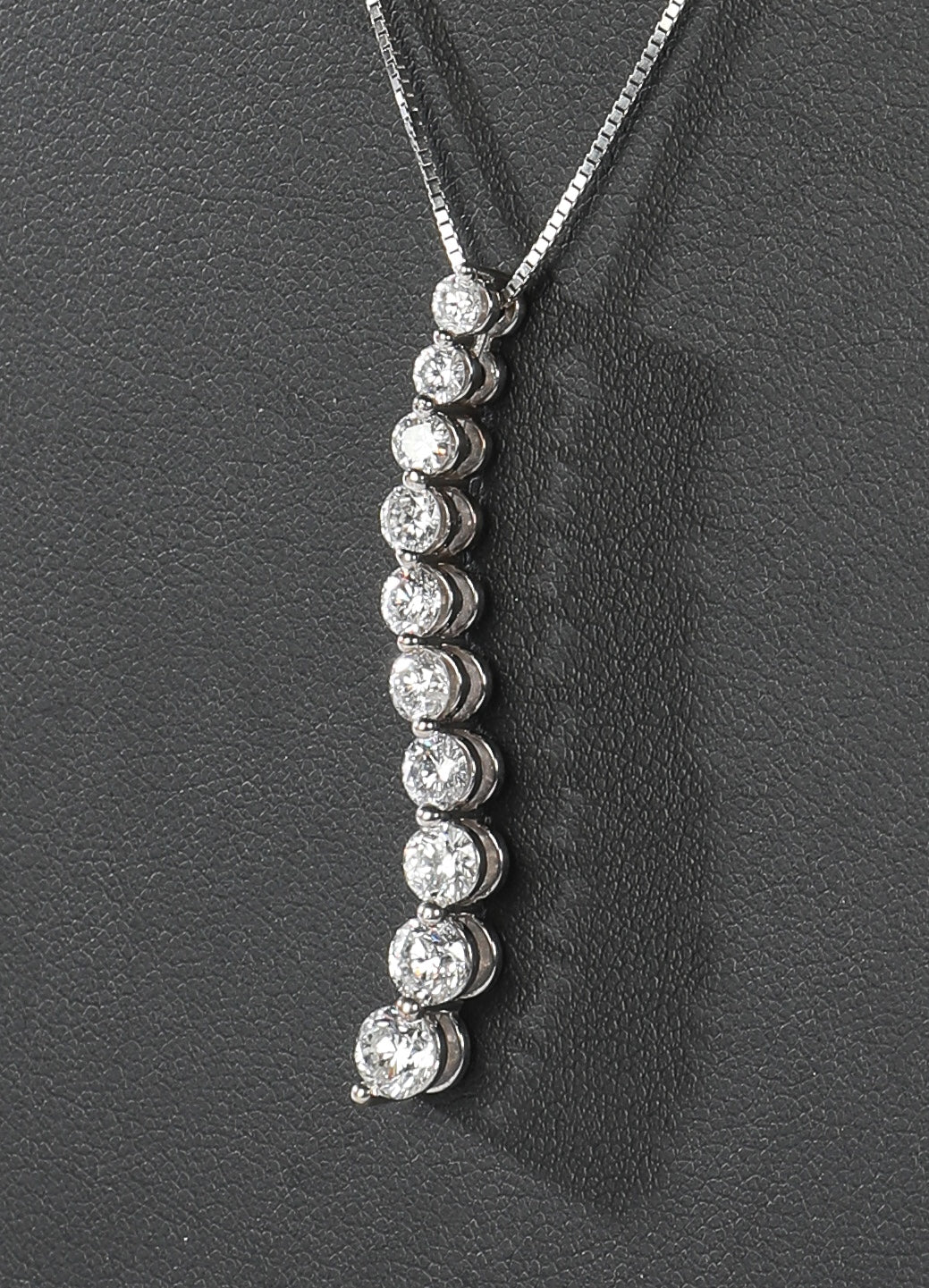 14k Rhodium-Plated 14k White Gold Tiered Diamond (2.39 Carat) Wave Necklace