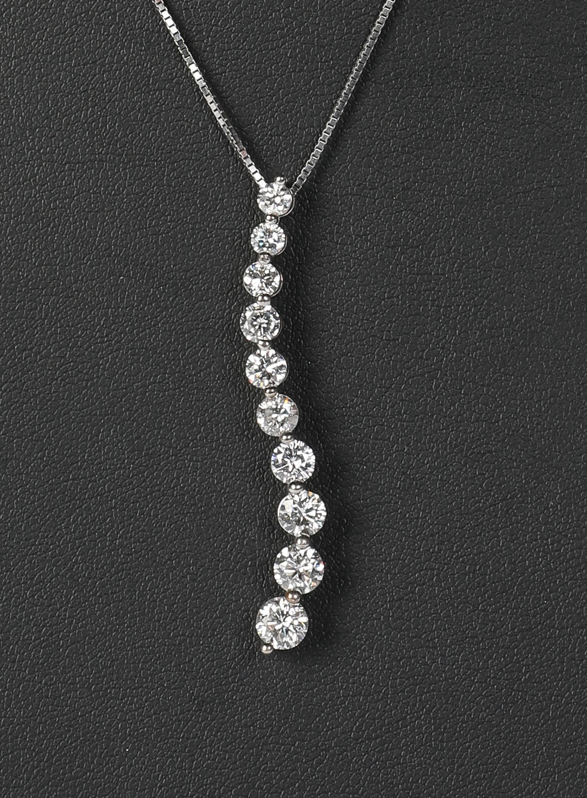 14k Rhodium-Plated 14k White Gold Tiered Diamond (2.39 Carat) Wave Necklace