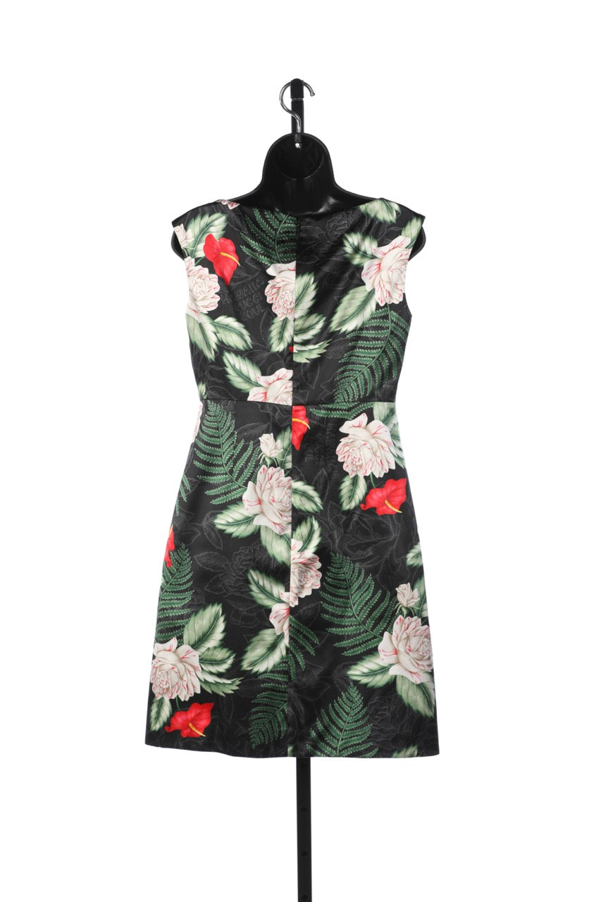 Gucci "Hawaiian Dream" Black w/ Red, White & Green Floral Pattern Dress NWT