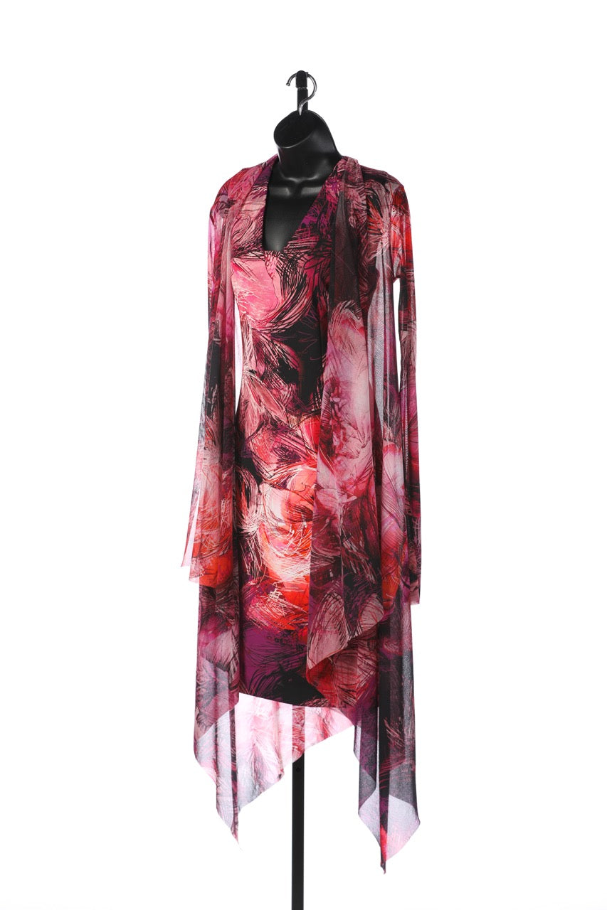 Fuzzi Pink & Fuchsia Abstract Floral Knee Length Dress (Part of Set)