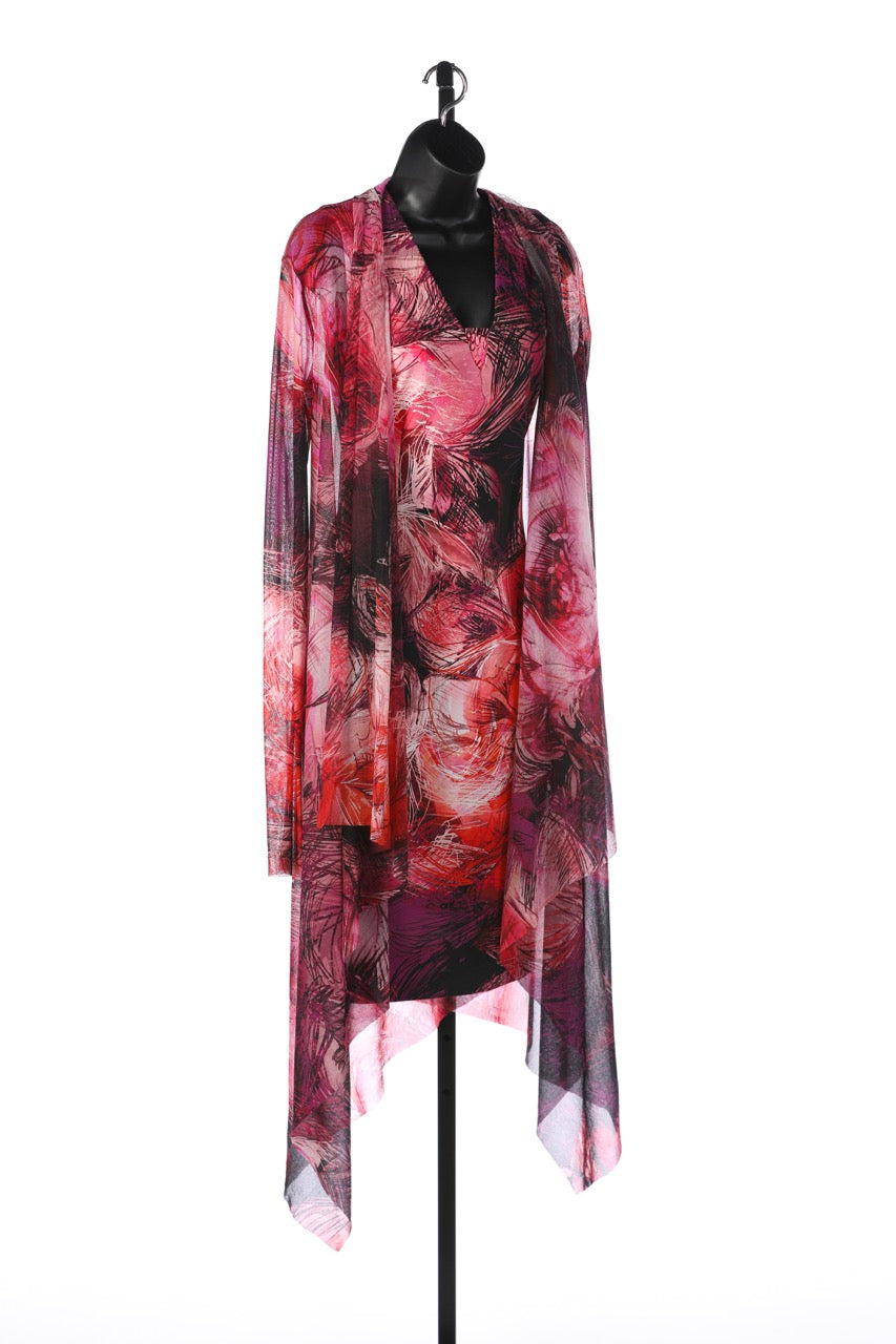 Fuzzi Pink & Fuchsia Abstract Floral Knee Length Dress (Part of Set)
