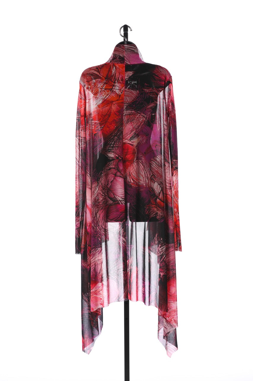 Fuzzi Pink & Fuchsia Abstract Floral Knee Length Long Sleeve Shrug (Part of Set)
