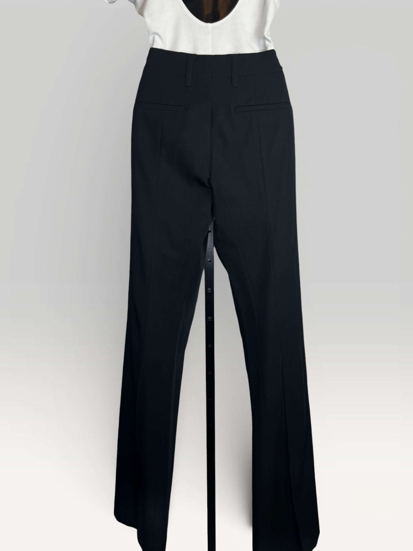 Prada Black Straight Leg Double Belt Flare Trousers