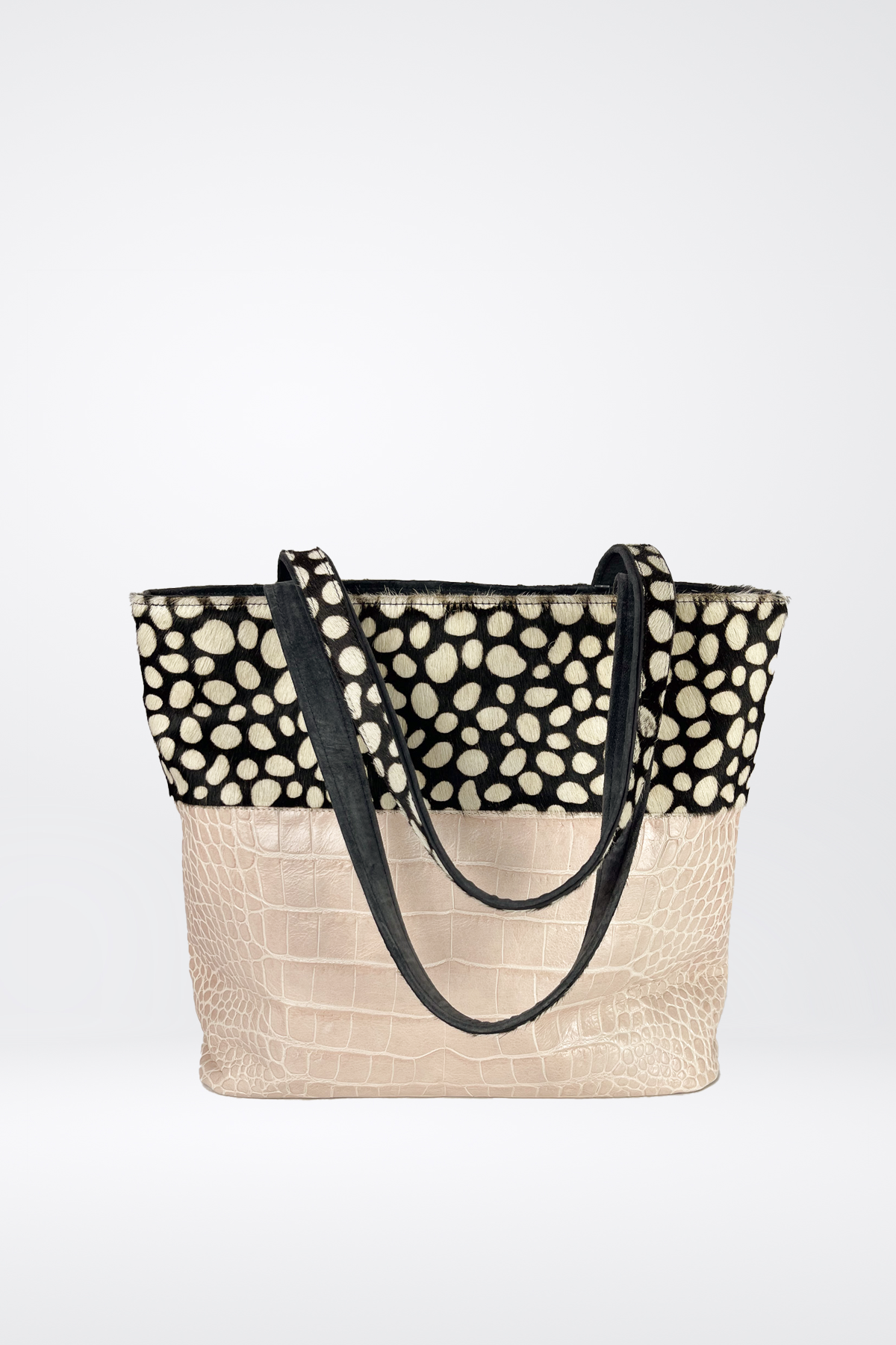 Ingrid Bruha Pink Embossed Crocodile Trim Medium Tote